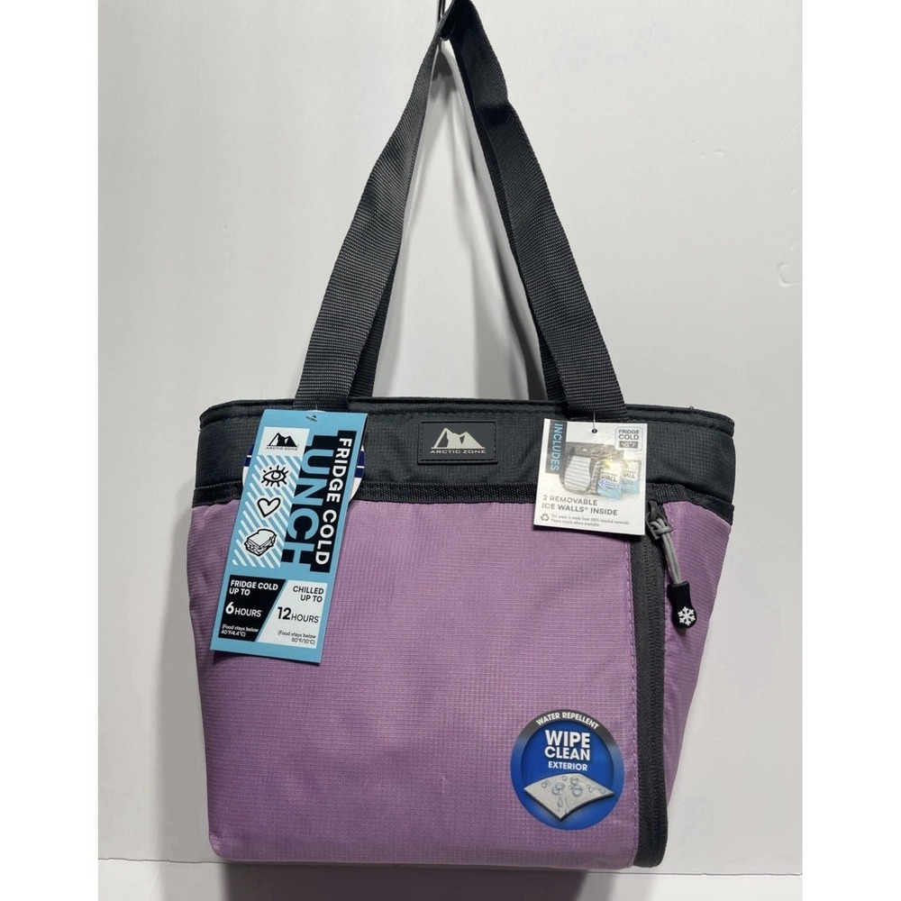 Arctic Zone Purple/gray Insulated Lunch Bag Includes 2 Removable Ice Walls - Picture 7 of 8